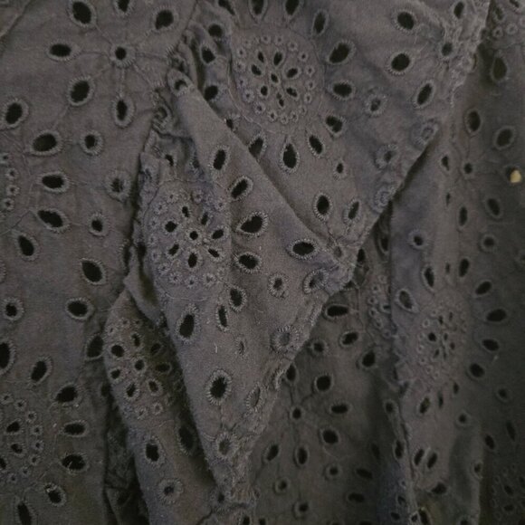 Madewell Ruffled Front Eyelet Lace Black Button Front Blouse Size S - Picture 7 of 9